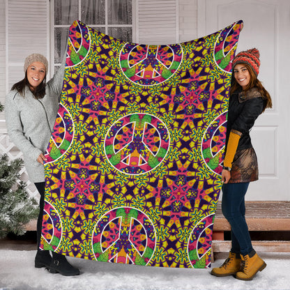 Peace Sign Pattern Print Design A04 Premium Blanket