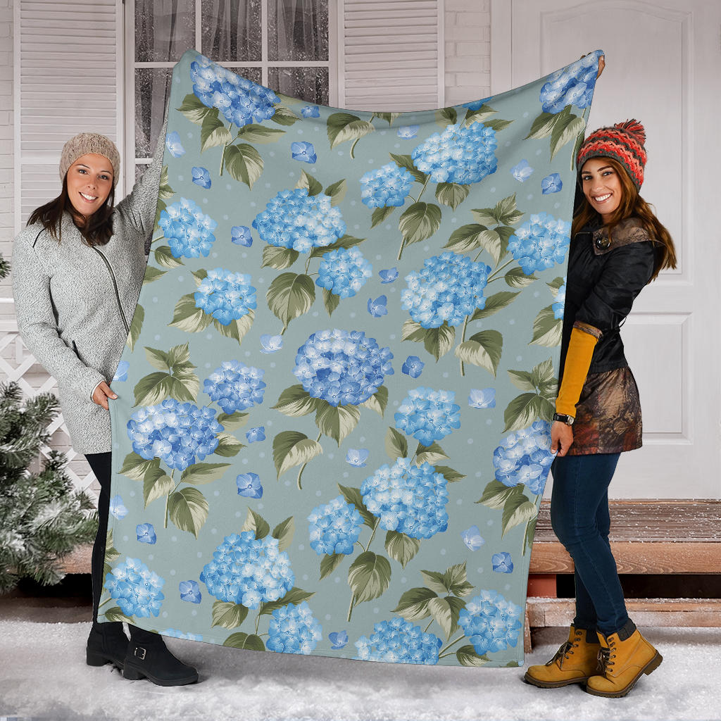 Hydrangea Pattern Print Design 01 Premium Blanket