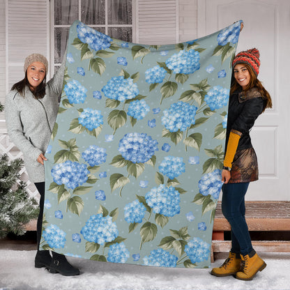 Hydrangea Pattern Print Design 01 Premium Blanket