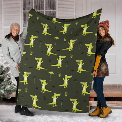 Alligator Pattern Print Design 05 Premium Blanket