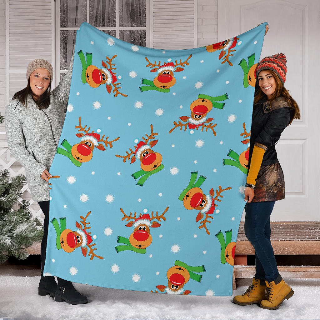 Reindeer cute Pattern Print Design 02 Premium Blanket