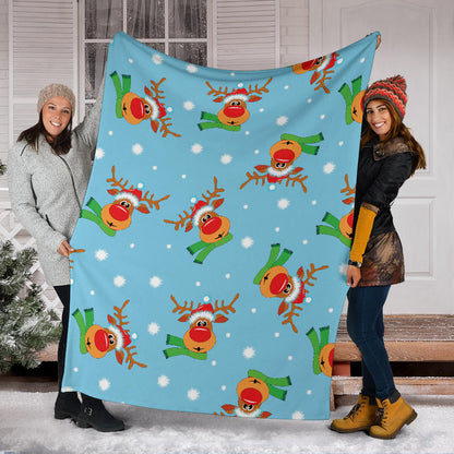 Reindeer cute Pattern Print Design 02 Premium Blanket
