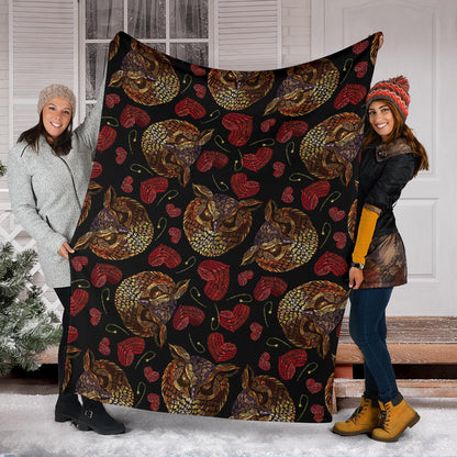 Owl Pattern Print Design A08 Premium Blanket