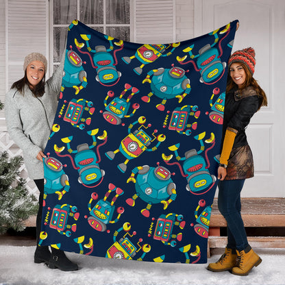 Robot Pattern Print Design A05 Premium Blanket