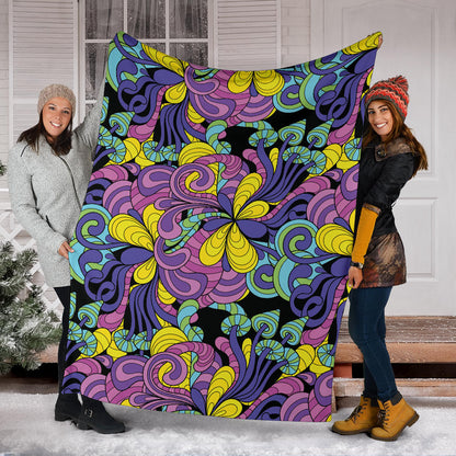 Psychedelic Pattern Print Design A04 Premium Blanket
