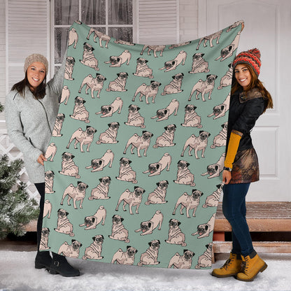 Pug Pattern Print Design A01 Premium Blanket