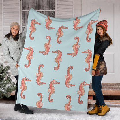 SeaHorse Pattern Print Design 01 Premium Blanket