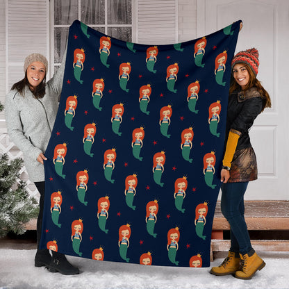 Mermaid Girl Pattern Print Design 01 Premium Blanket
