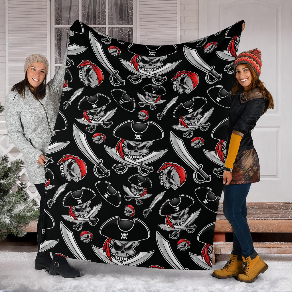 Pirate Pattern Print Design A05 Premium Blanket