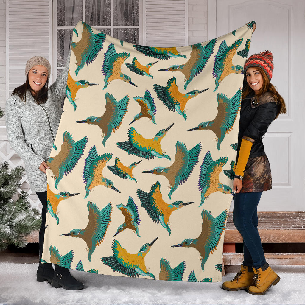 Kingfisher Pattern Print Design 02 Premium Blanket