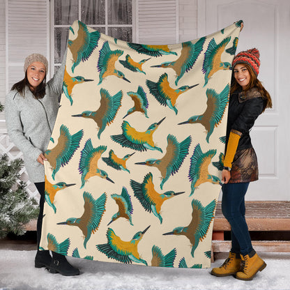 Kingfisher Pattern Print Design 02 Premium Blanket