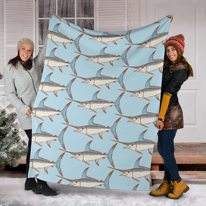 Swordfish Pattern Print Design 01 Premium Blanket