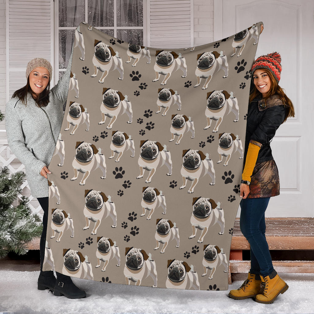 Pug Pattern Print Design A04 Premium Blanket
