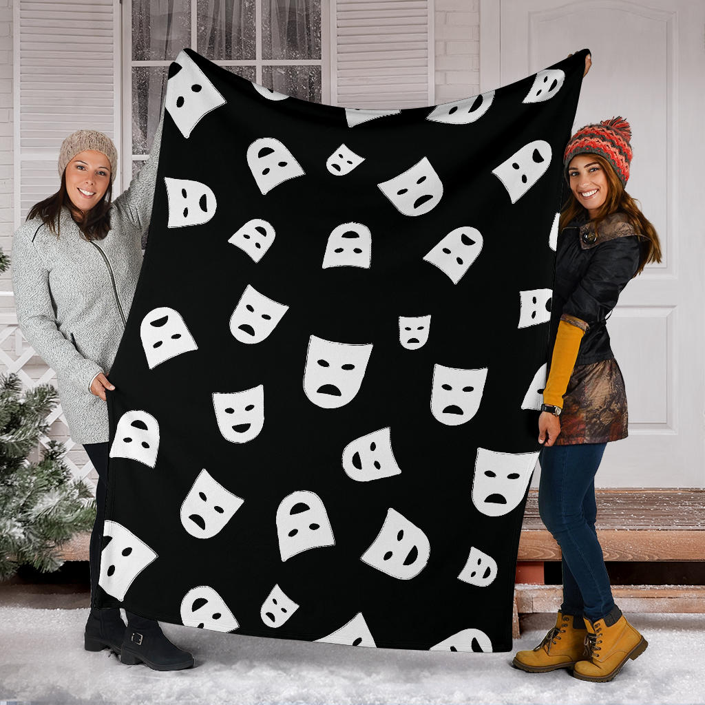 Acting Mask Pattern Print Design 03 Premium Blanket
