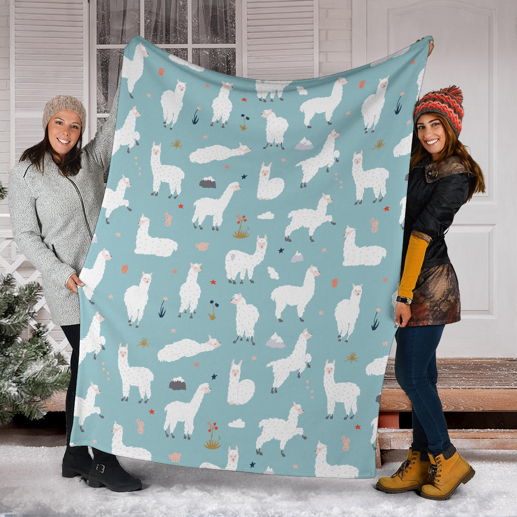 Alpaca Pattern Print Design 02 Premium Blanket