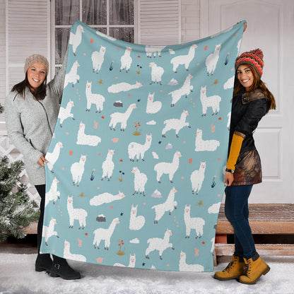 Alpaca Pattern Print Design 02 Premium Blanket