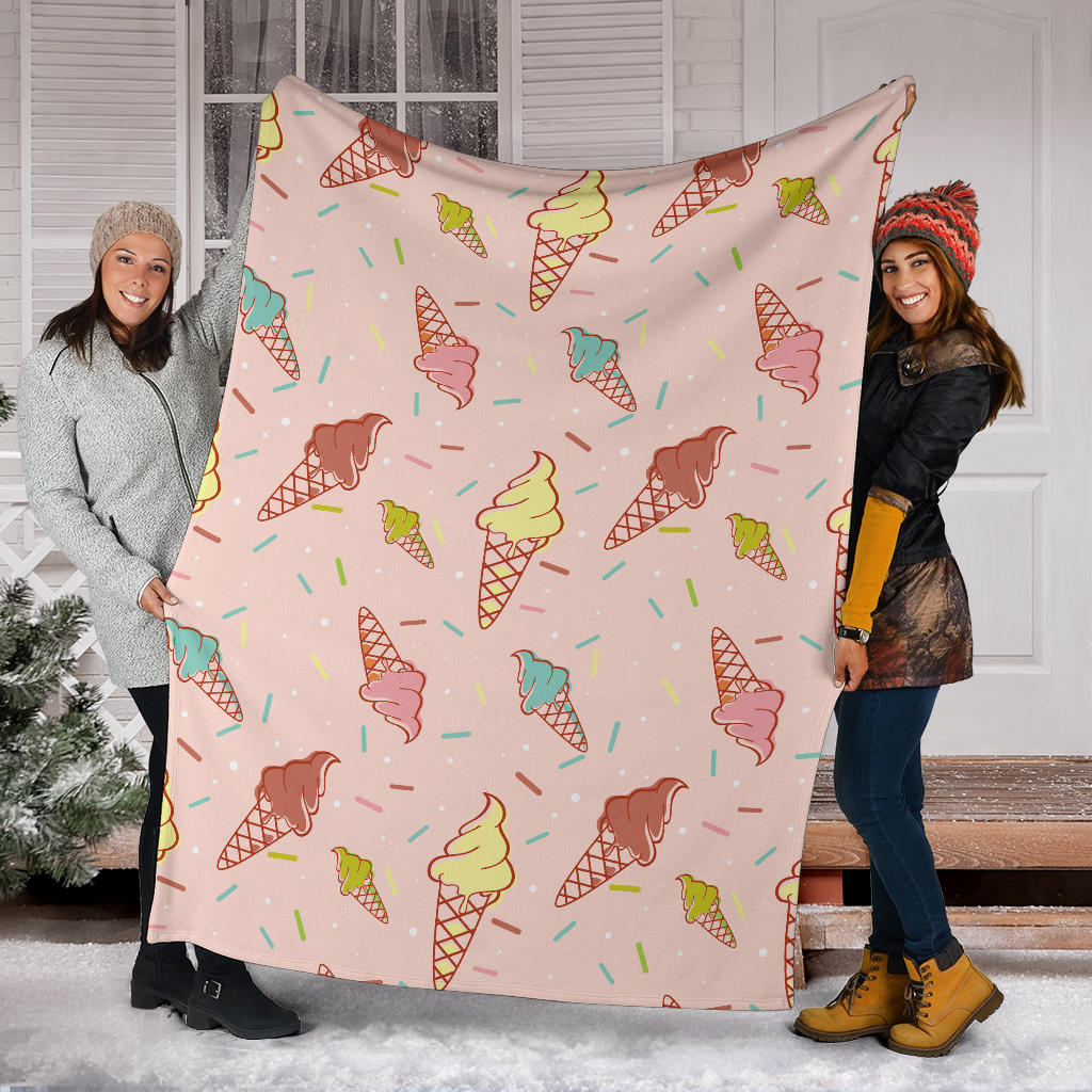 Ice Cream Pattern Print Design 02 Premium Blanket