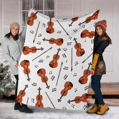 Violin Pattern Print Design 02 Premium Blanket