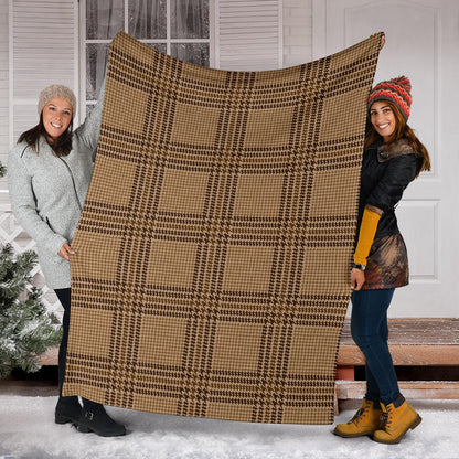 Houndstooth Brown Pattern Print Design 04 Premium Blanket