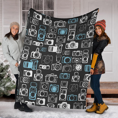 Camera Pattern Print Design 04 Premium Blanket