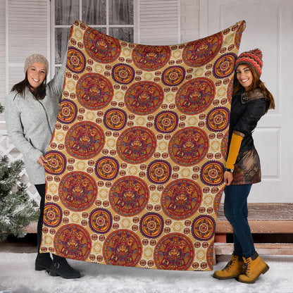 Calendar Aztec Pattern Print Design 01 Premium Blanket