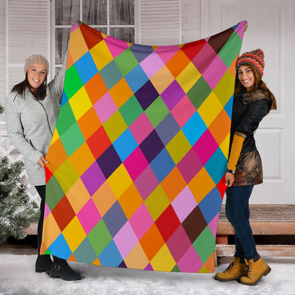 Harlequin Pattern Print Design 02 Premium Blanket