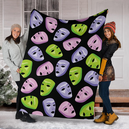 Acting Mask Pattern Print Design 04 Premium Blanket
