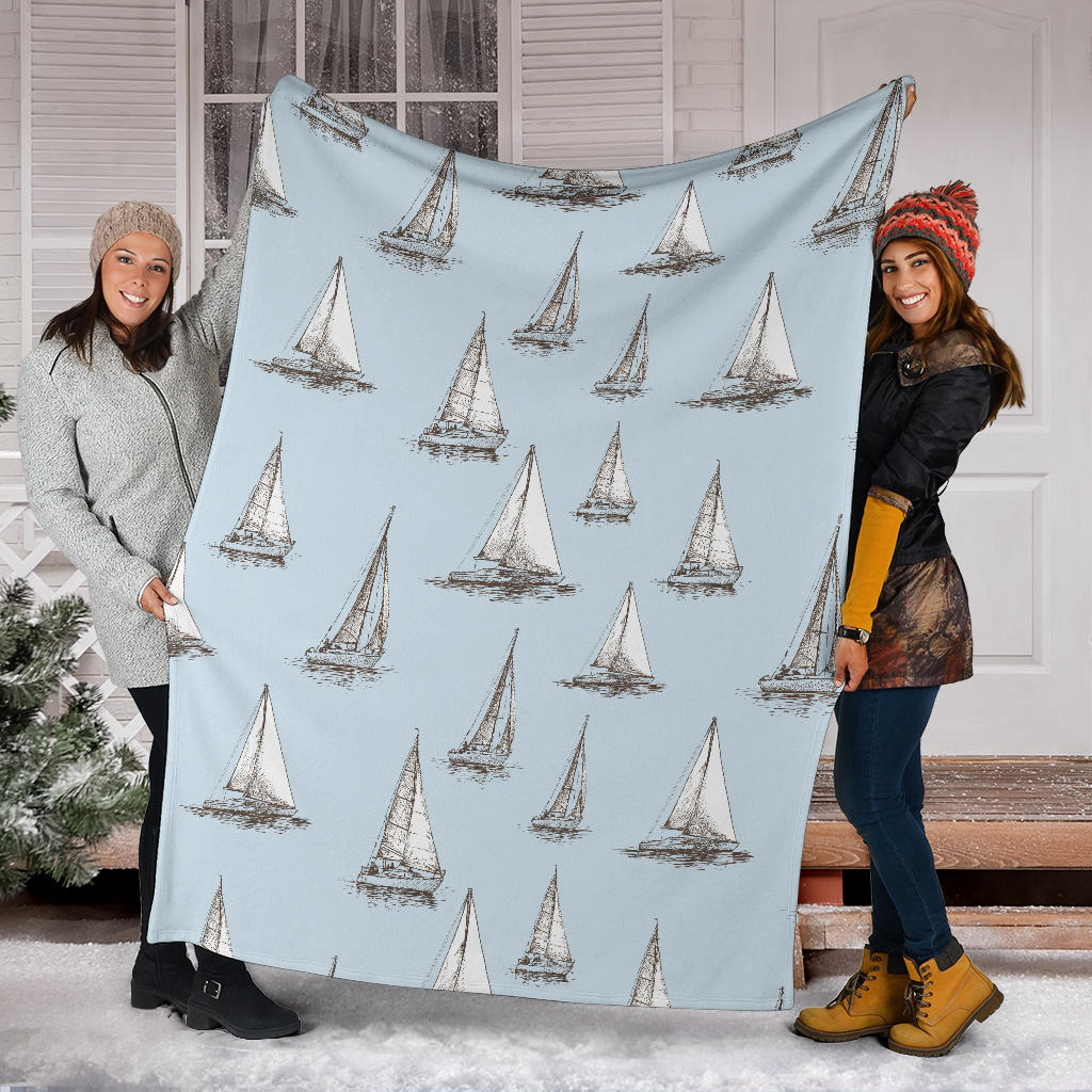 Sailing Ships Pattern Print Design A01 Premium Blanket