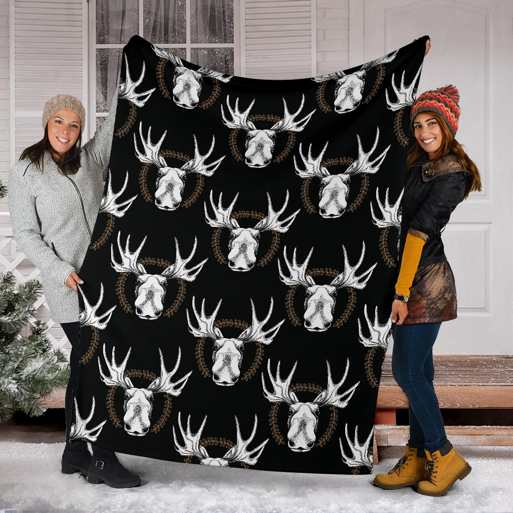 Moose Pattern Print Design 02 Premium Blanket