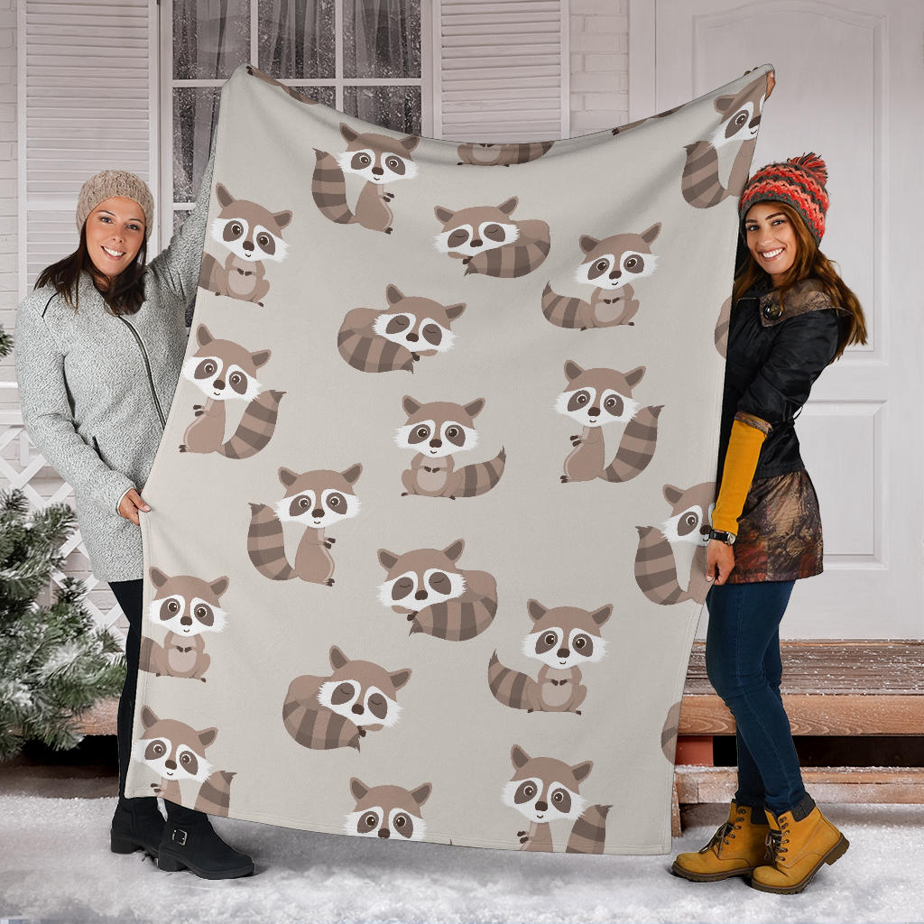 Raccoon Pattern Print Design A05 Premium Blanket