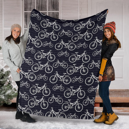 Mountain bike Pattern Print Design 02 Premium Blanket
