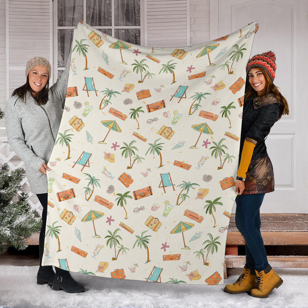 Beach Themed Pattern Print Design 05 Premium Blanket