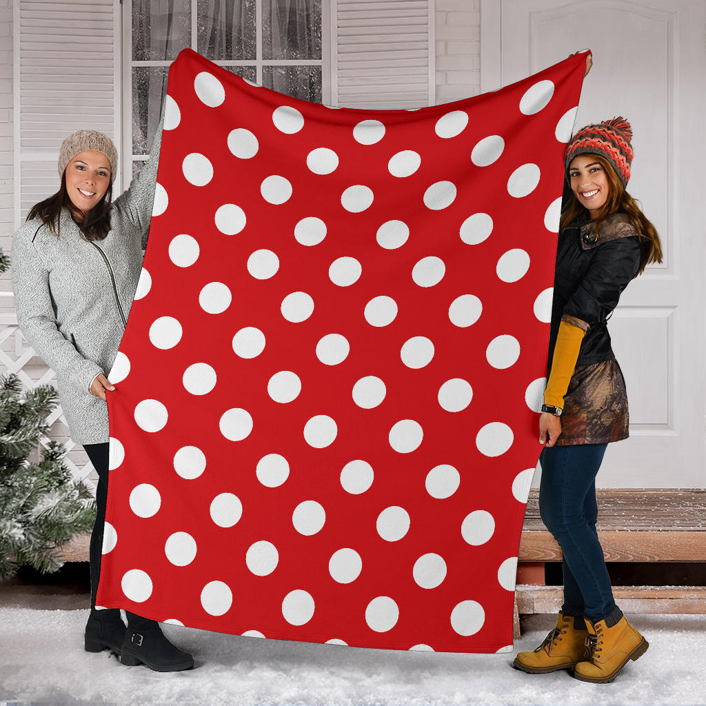 Polka Dot Red Pattern Print Design 04 Premium Blanket