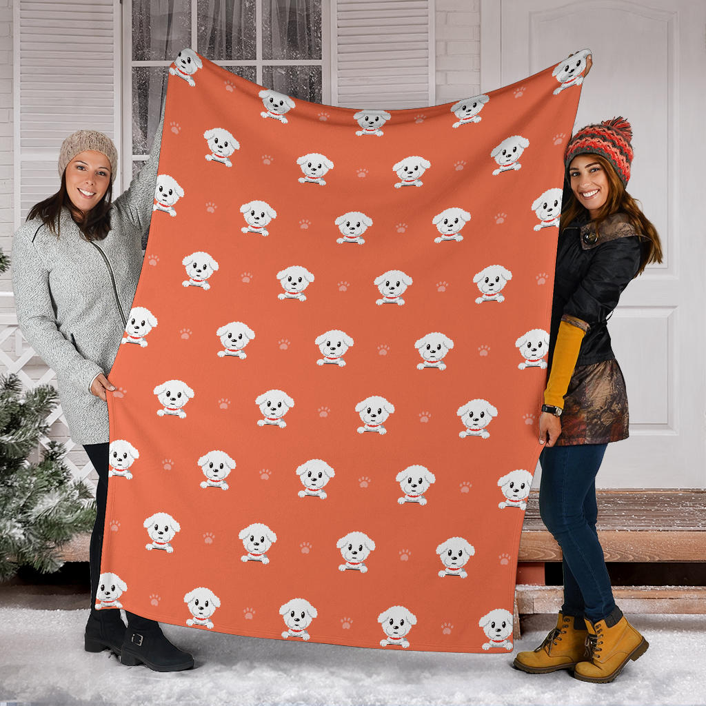 Bichons Frise Pattern Print Design 02 Premium Blanket