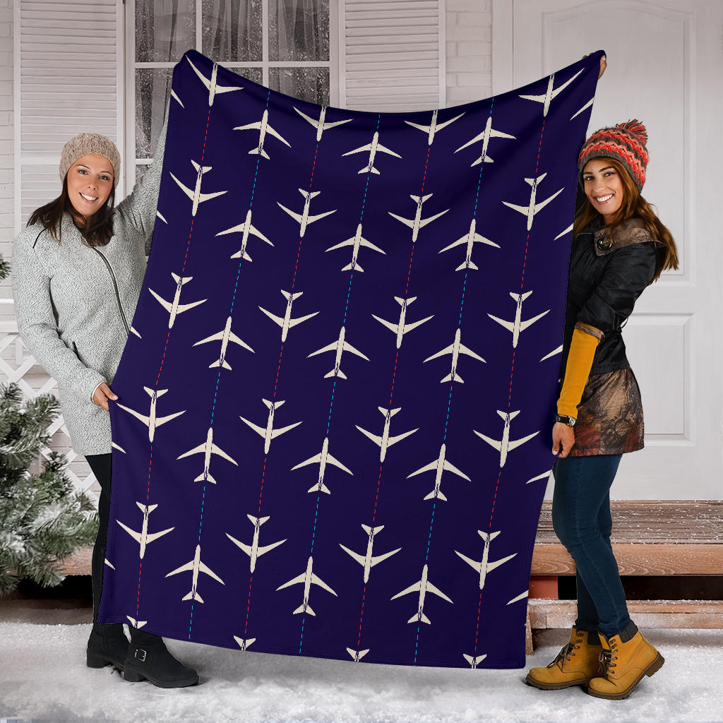 Airplane Pattern Print Design 03 Premium Blanket