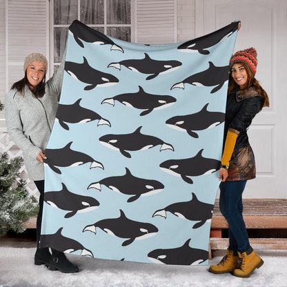 Killer Whale Pattern Print Design 01 Premium Blanket
