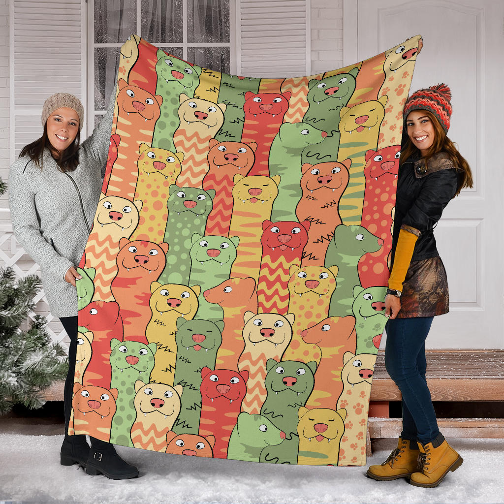 Ferret Pattern Print Design 01 Premium Blanket