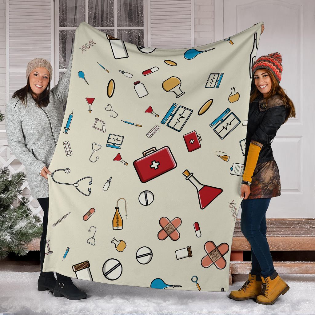 Nurse Pattern Print Design A04 Premium Blanket