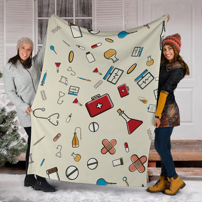 Nurse Pattern Print Design A04 Premium Blanket