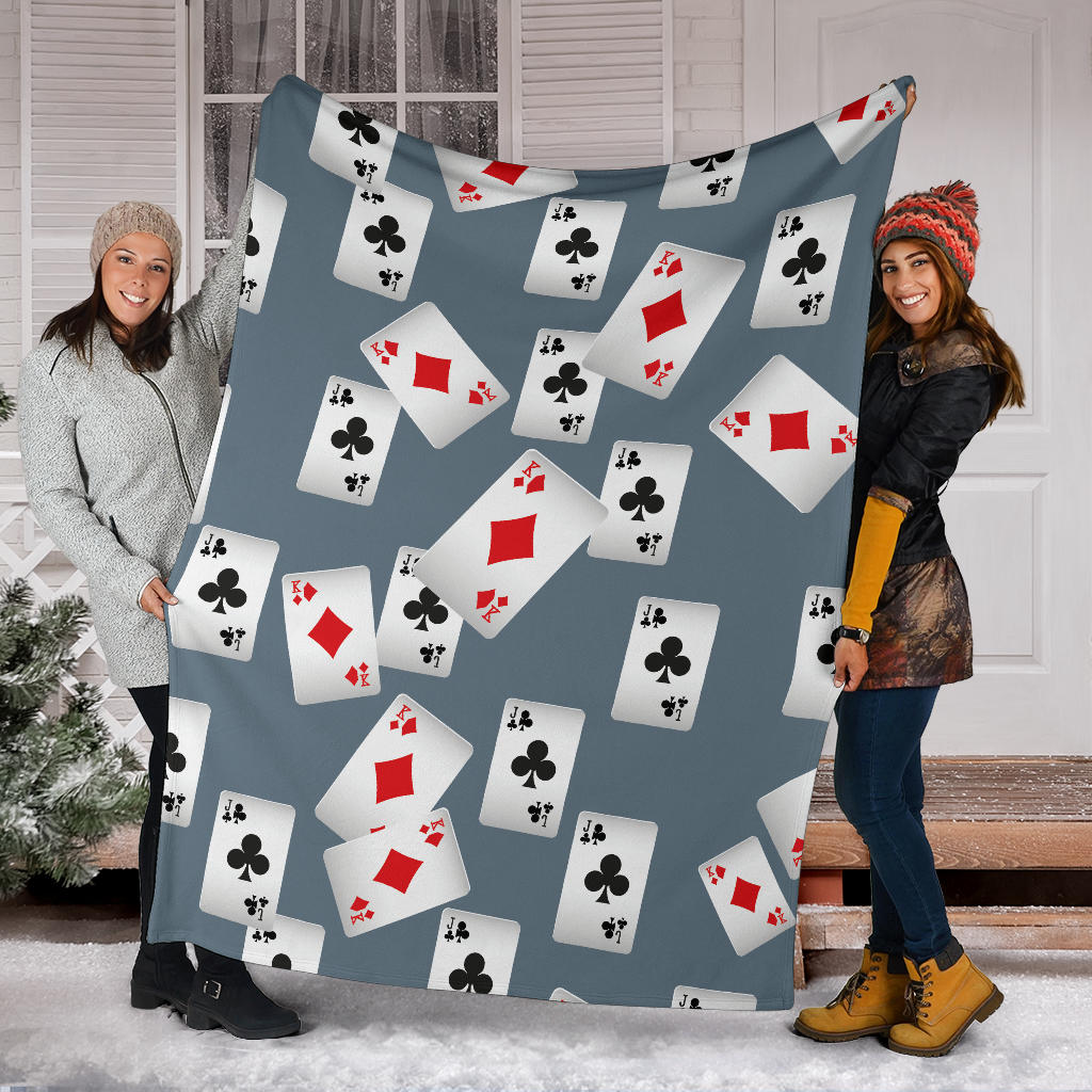 Poker Cards Pattern Print Design A05 Premium Blanket