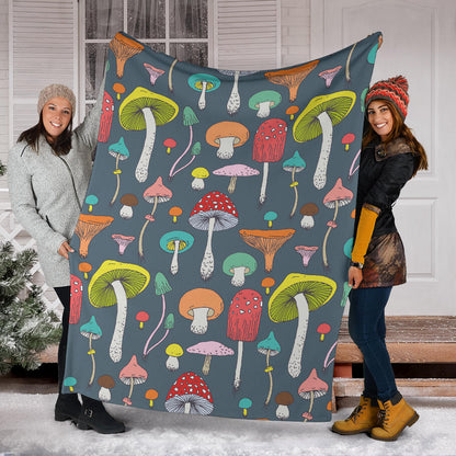 Mushroom Pattern Print Design A03 Premium Blanket