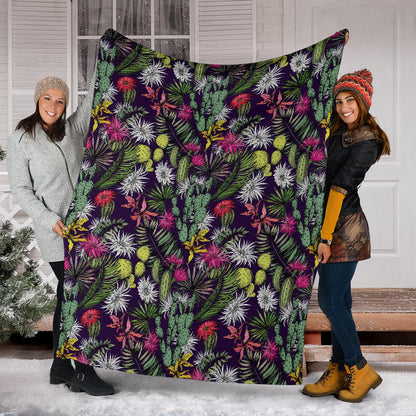 Cactus Pattern Print Design 08 Premium Blanket