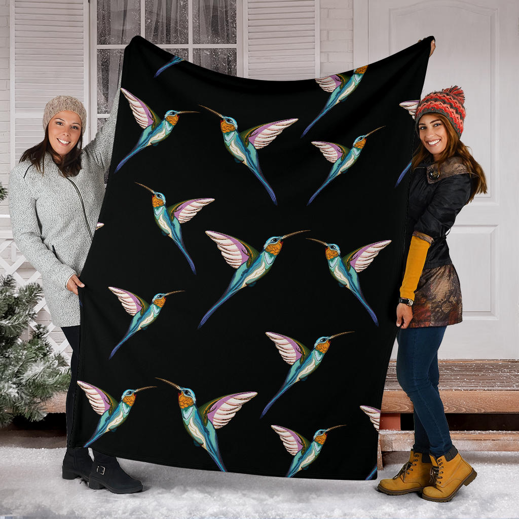Hummingbird Pattern Print Design 06 Premium Blanket