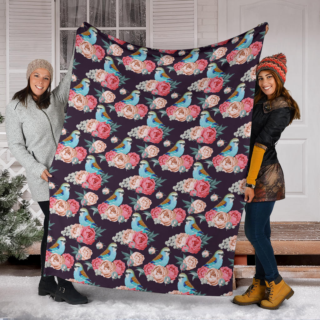 Bluebird Pattern Print Design 02 Premium Blanket