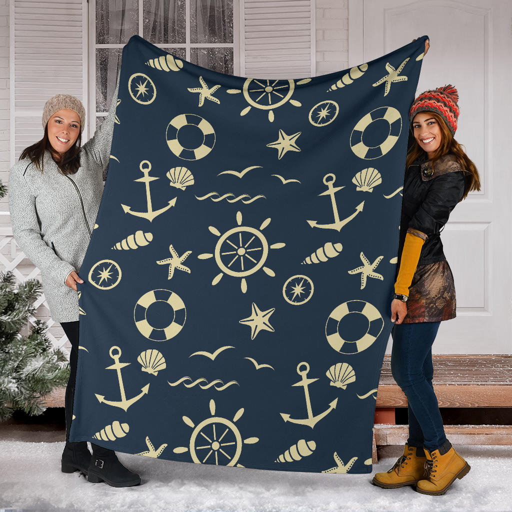 Nautical Pattern Print Design A01 Premium Blanket