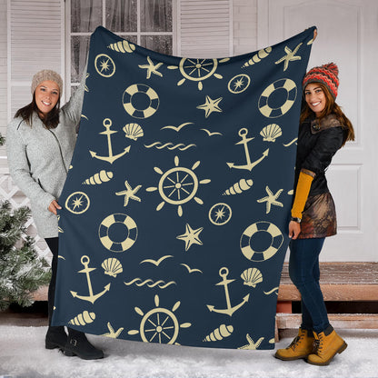 Nautical Pattern Print Design A01 Premium Blanket