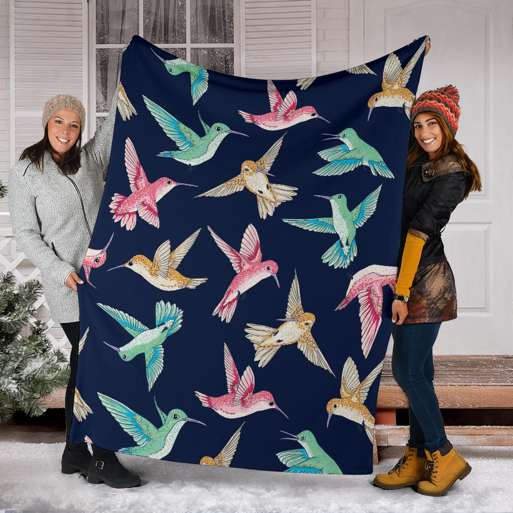 Hummingbird Cute Pattern Print Design 01 Premium Blanket