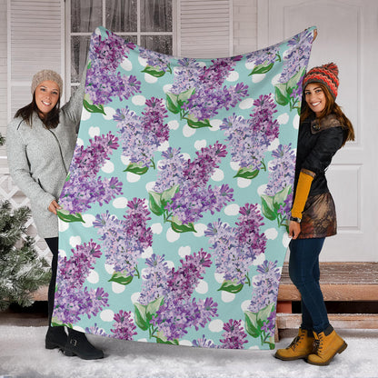 Lilac Pattern Print Design 02 Premium Blanket