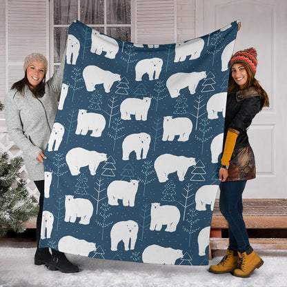 Polar Bear Pattern Print Design A01 Premium Blanket