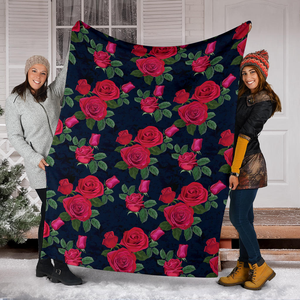 Rose Pattern Print Design A04 Premium Blanket